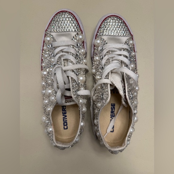 Hand Beaded and Crystal Converse All Star Low Top Sneakers - Picture 5 of 10